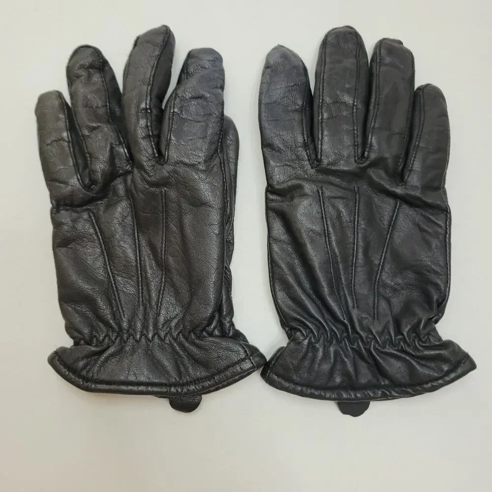 Women's Black Leather Cashmere Lined Soft Gloves Size M